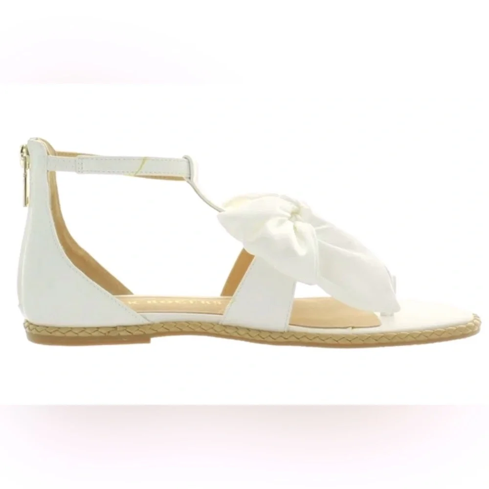 NIB [Jack Rogers] Heidi Satin Bow Accent T-Strap Zip Flat Sandals Women’s Sz 6 - Picture 3 of 14